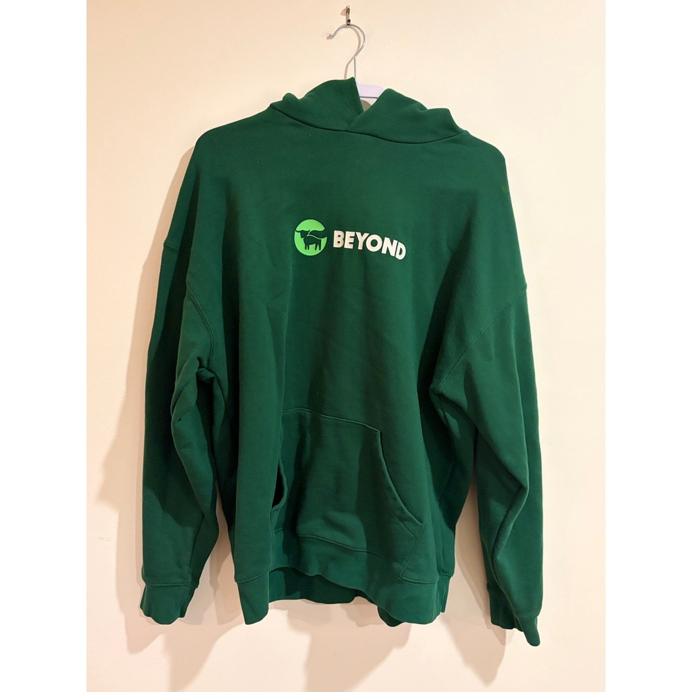 Beyond Meat Logo Hoodie Forest Green Recycled Cotton Blend Sweatshirt XL